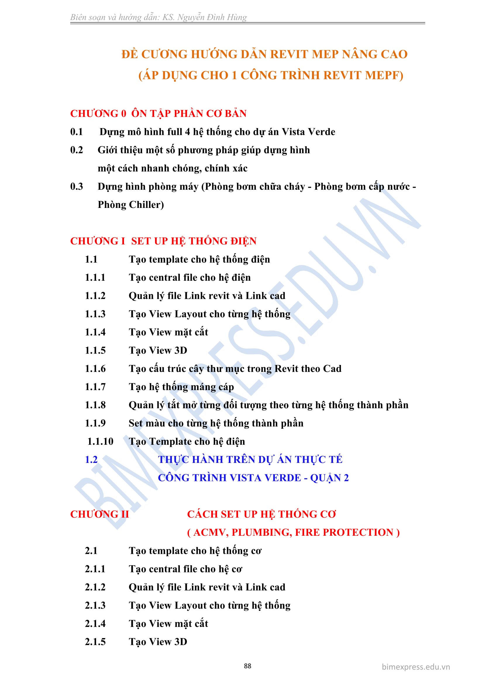 Tổng quan khóa học Revit mepf  nâng cao (Revit MEP)